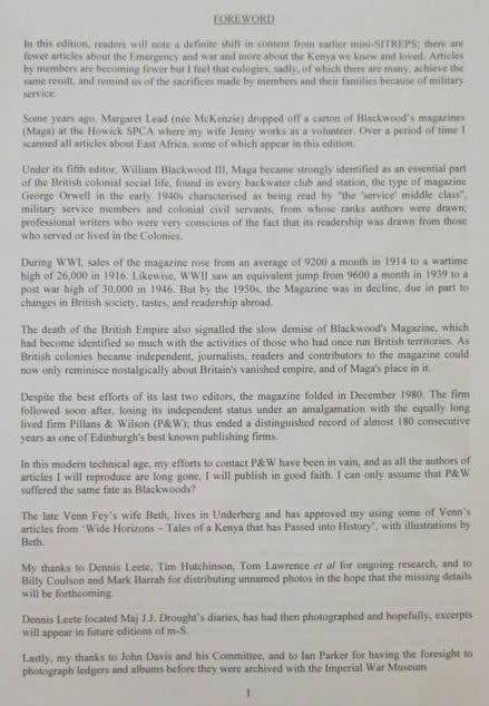 The Kenya Regiment Association - 4 x Magazines - See pictures for publication dates