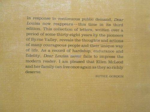DEAR LOUISA History of a Pioneer Family in Natal 1850-1888 by Dr R E Gordon