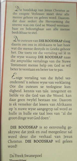 Die Boodskap - Die Nuwe Testament in Hedendaagse Afrikaans