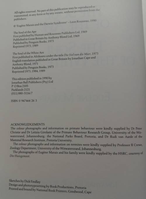 The Soul of the Ape, The Soul of the White Ant - Eugene Marais - Hardcover - 140 Pages
