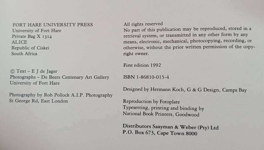 IMAGES OF MAN CONTEMPORARY SOUTH AFRICAN BLACK ART AND ARTISTS` BY EJ DE JAGER - Hardcover