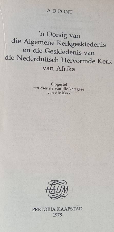 Kerkgeskiedenis - Prof Dr Ad Pont