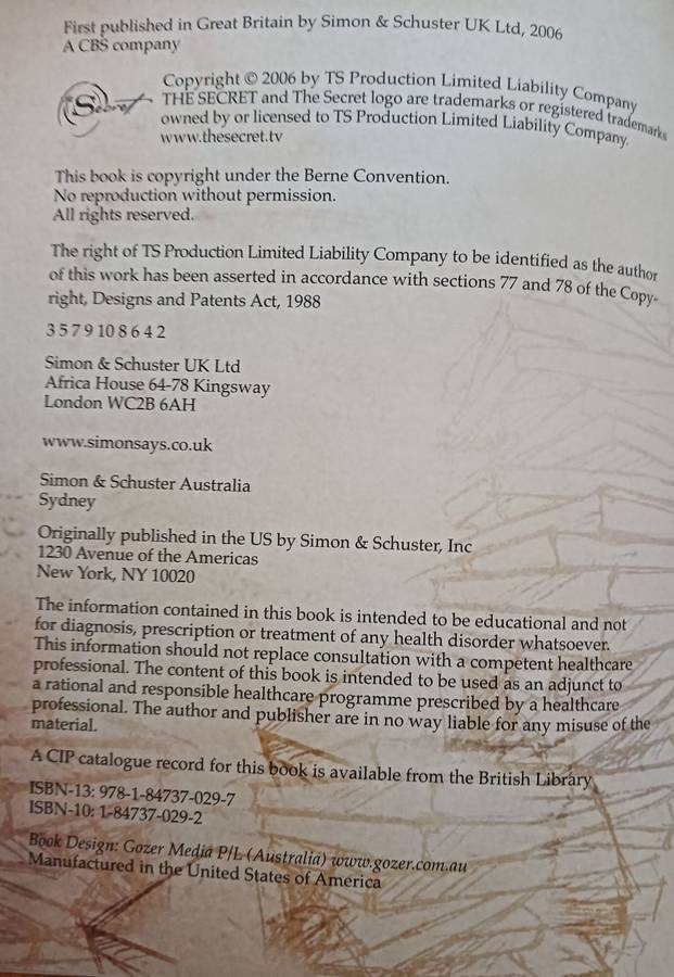 The Secret - Rhonda Byrnes - Hardcover - 198 Pages