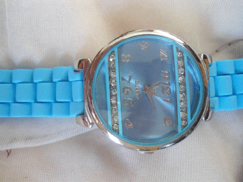 baby blue watch rubber straps quartz diamantes silver ladies woman women girls teenagers jewellery girls boys toys wholesale