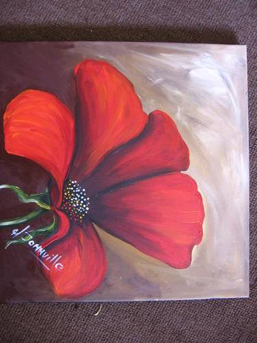 Single Poppy    -2      300x300mm     by South African Artist dSomm'ville