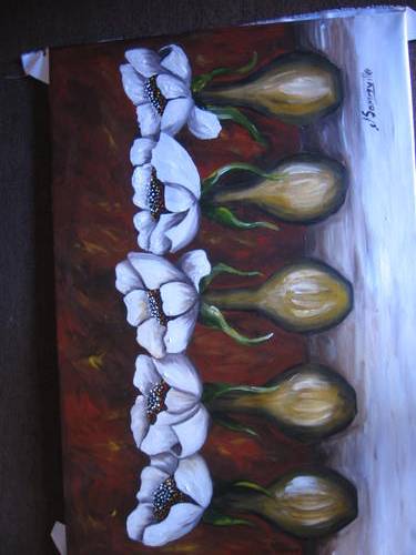 White Poppies          BIG!!!!!!!!!   510x760mm     by South African Artist dSomm'ville