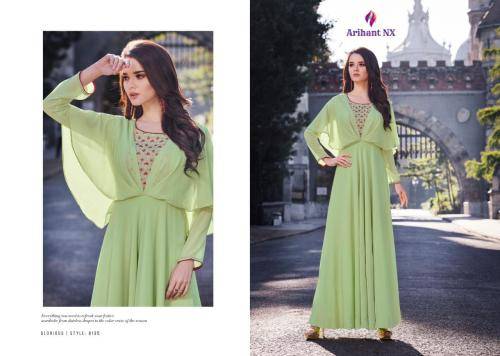 ***EMBROIDERY and STONE*** CREPE and GEORGETTE CAPE DRESS by ARIHANT NX