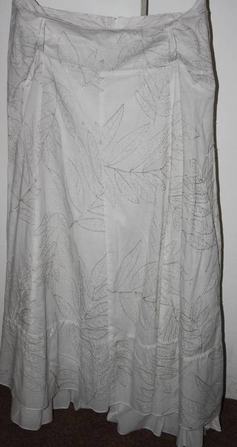 White Skirt with Gold Embroidery