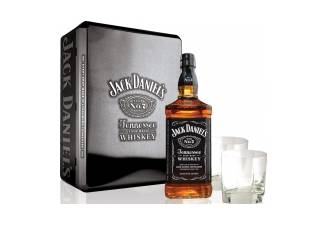 Jack Daniel's Double Tin Box & 2 Glasses
