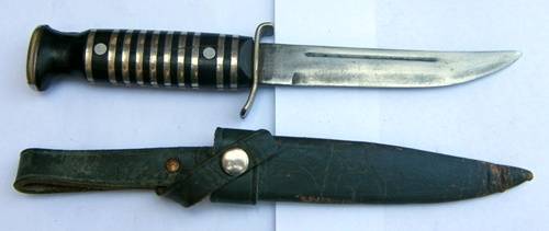 ## Solingen Germany Hunting Knife With Leather Holster ** +/- 22cm ##