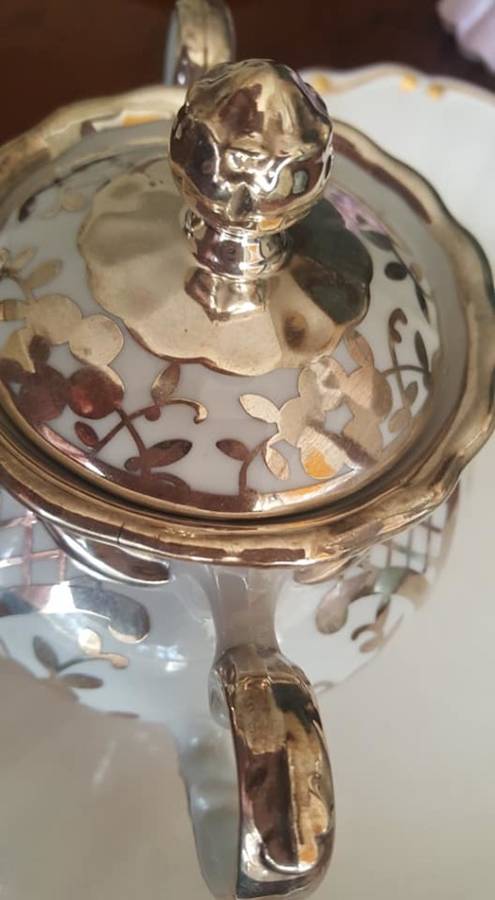 Silver embosses lidded sucrier