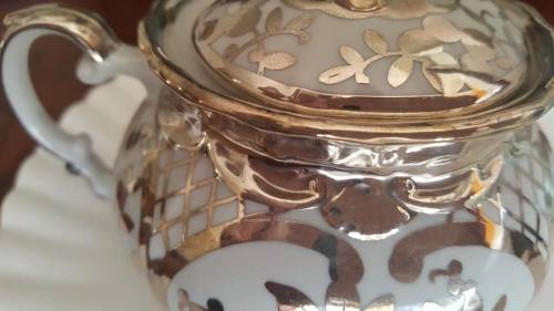 Silver embosses lidded sucrier