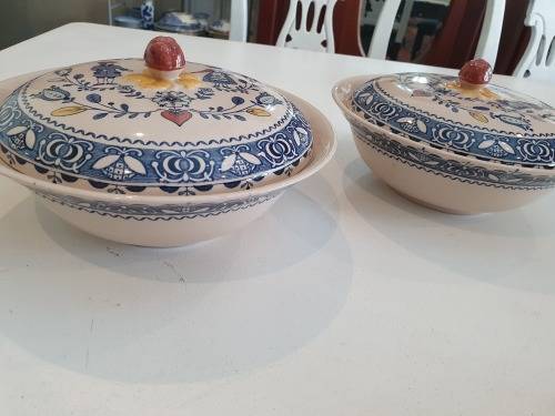 Hearts and Flowers tureen veggie dish Johnson Brothers lidde dish