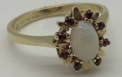 Vintage 9ct Gold and Opal Garnet Dress Ring