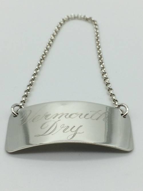 Sterling Silver `Vermouth Dry` Decanter Label