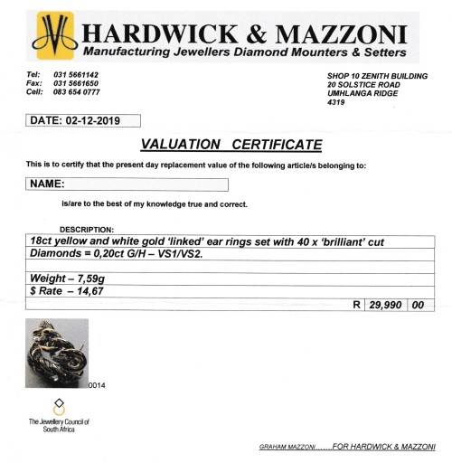 Beautiful 18ct Gold and Diamond Earrings ( Replacement Val. R29990 )