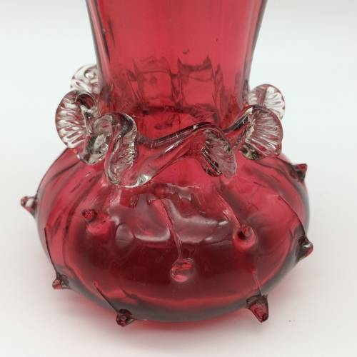 Superb Matching Pair of Antique Cranberry Glass Vases