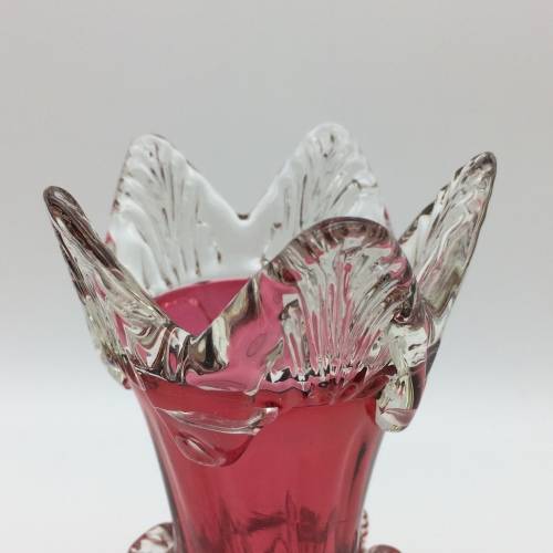 Superb Matching Pair of Antique Cranberry Glass Vases