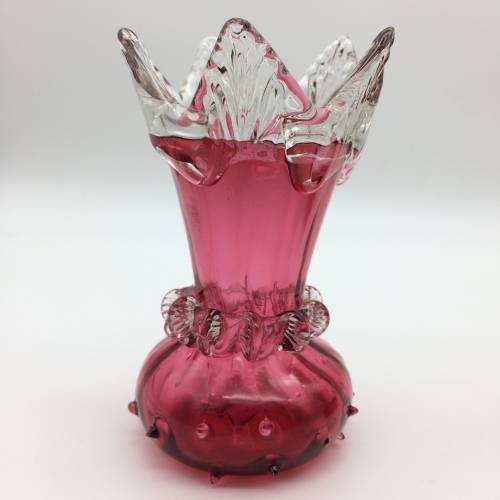 Superb Matching Pair of Antique Cranberry Glass Vases