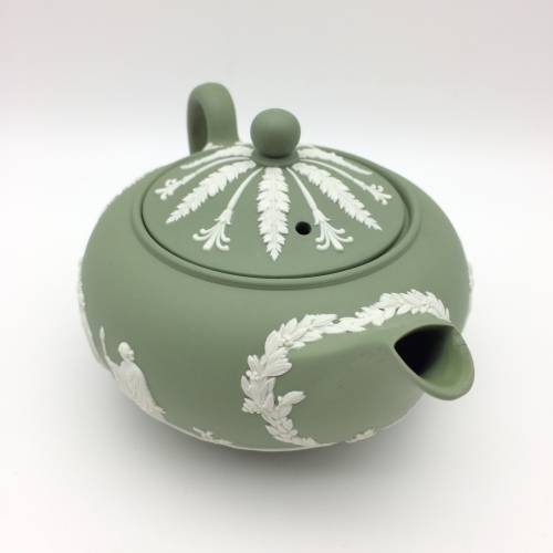 Early Green Wedgwood Jasperware Teapot and Lid (1936)