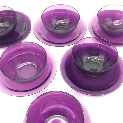 Vintage Set of `Lalique` Crystal Bowls and Plates