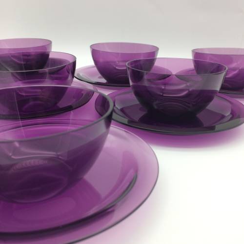 Vintage Set of `Lalique` Crystal Bowls and Plates