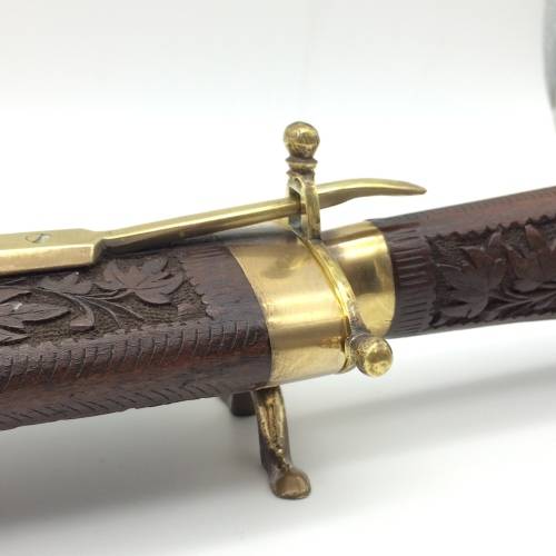 Beautiful Vintage Wood and Brass Cased Knife and Fork Carving Set
