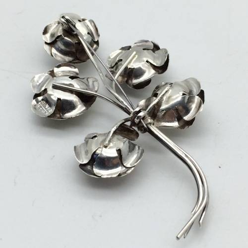 Early Mexican Silver `Rose` Brooch