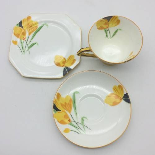 1930`s Art Deco `Paragon` China Tea Trio