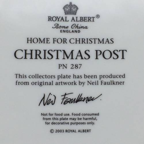 Royal Albert Christmas Plate `Christmas Post` (PN 287)