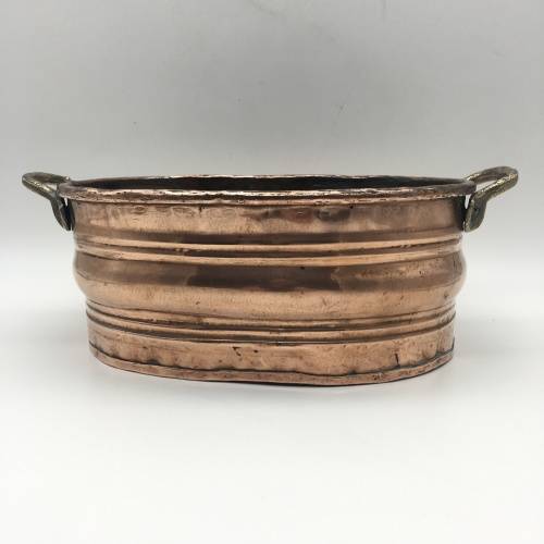 Two Vintage Copper and Brass Oval Planters or Bowls