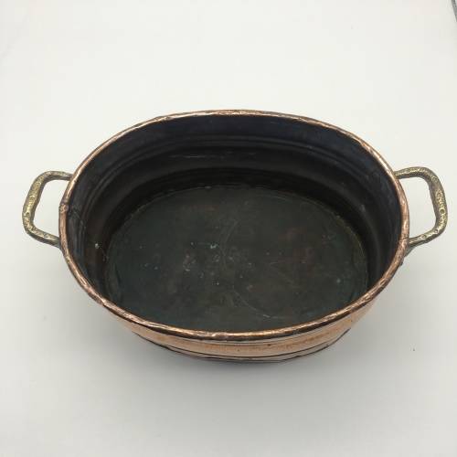 Two Vintage Copper and Brass Oval Planters or Bowls