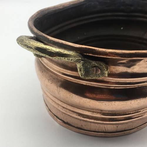 Two Vintage Copper and Brass Oval Planters or Bowls