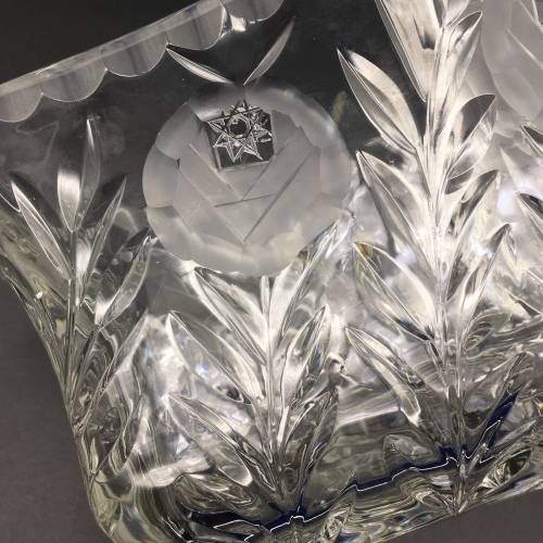 Top Quality `LargeRose-Cut` Crystal Vintage Bowl