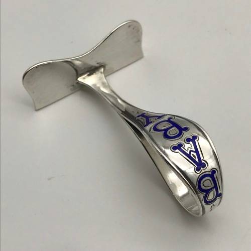 Antique Silver and Enamel Baby Spoon and Pusher