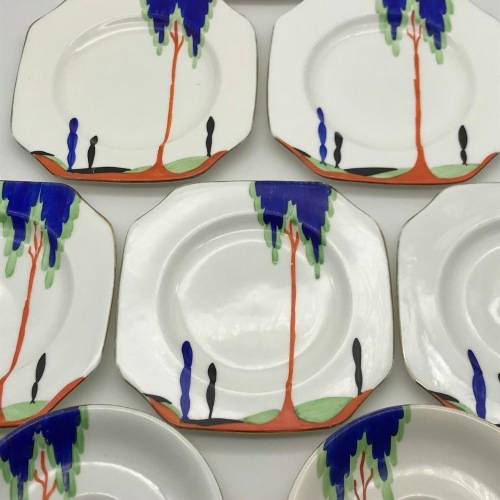 Scarce Art Deco `Carlton China - Sylvan Tree` Side Plates and Saucers (8)