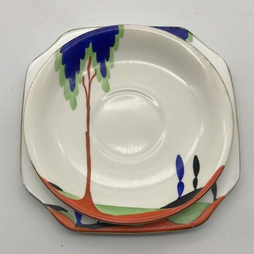 Scarce Art Deco `Carlton China - Sylvan Tree` Side Plates and Saucers (8)