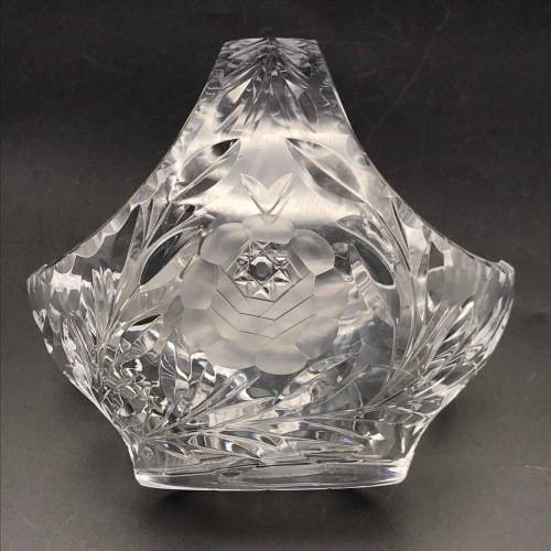 Lovely `Rose-Cut` Crystal Basket