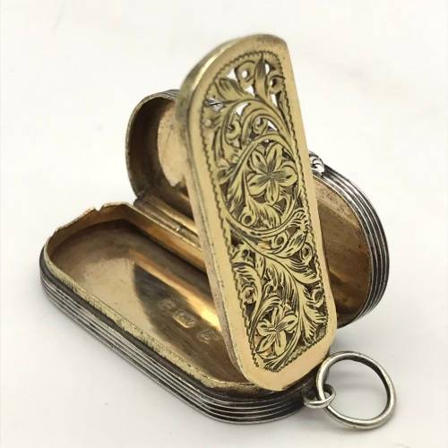Unusual Antique Silver Vinaigrette (1837)