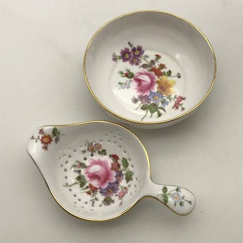 Royal Crown Derby `Posies` Tea Strainer & Dish