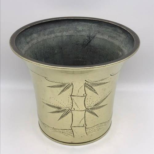 Large Antique Chinese Brass `Bamboo` Planter