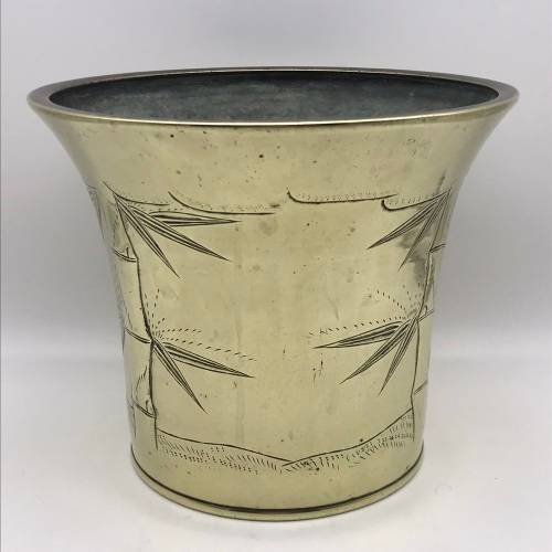 Large Antique Chinese Brass `Bamboo` Planter