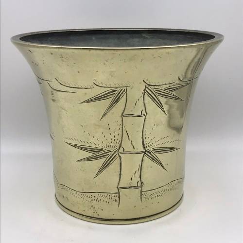 Large Antique Chinese Brass `Bamboo` Planter