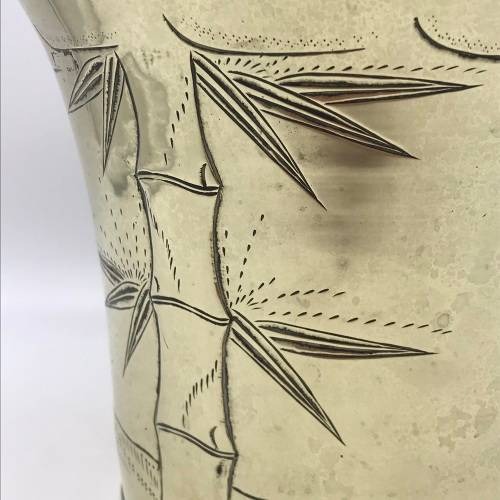 Large Antique Chinese Brass `Bamboo` Planter