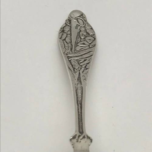 Early Sterling Silver `Stork` Baby Food Pusher