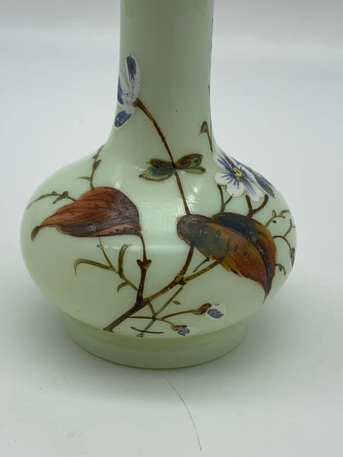 Antique Hand Painted Opaline Glass Scent Bottle