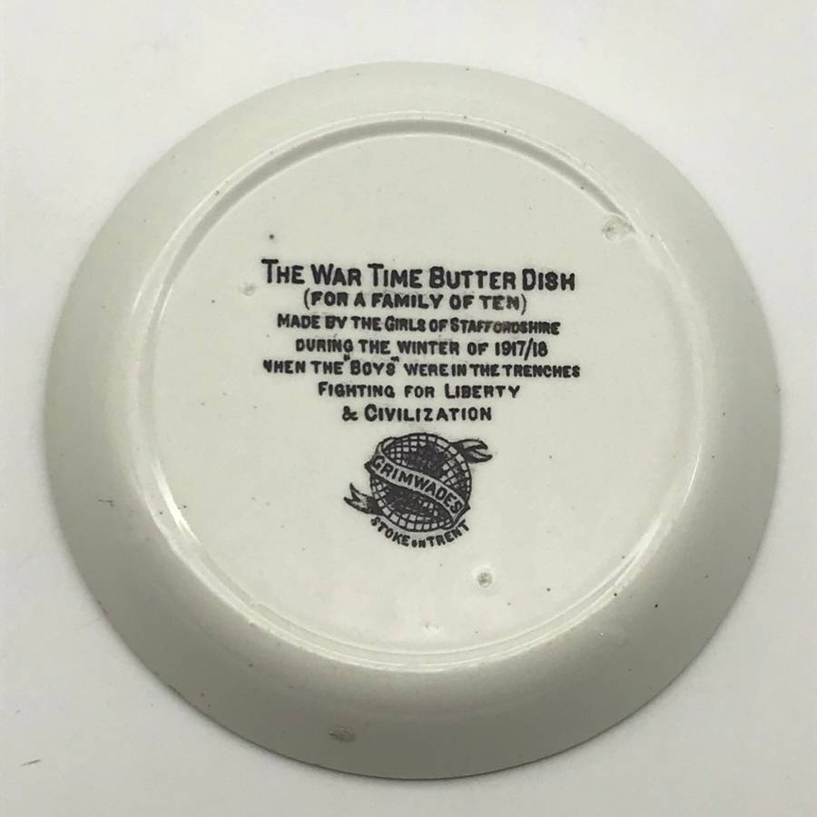 Scarce WW1 `War Time Butter Dish` (Grimwades)