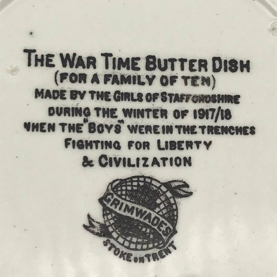 Scarce WW1 `War Time Butter Dish` (Grimwades)