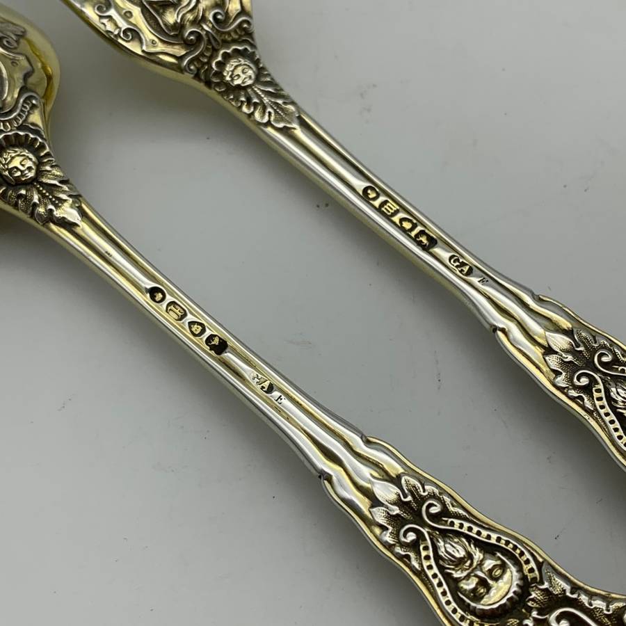 Victorian Silver Gilt Christening Fork & Spoon Set (Chawner & Co. 1867)
