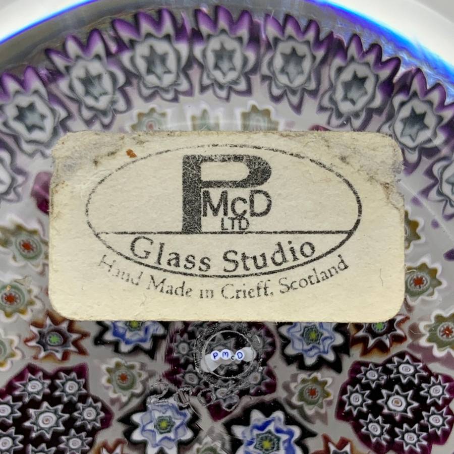 Vintage `Peter McDougall` (PMcD) Glass Paperweight (Signed)
